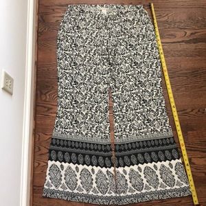 Billabong black/cream paisley wide leg palazzo pant XL